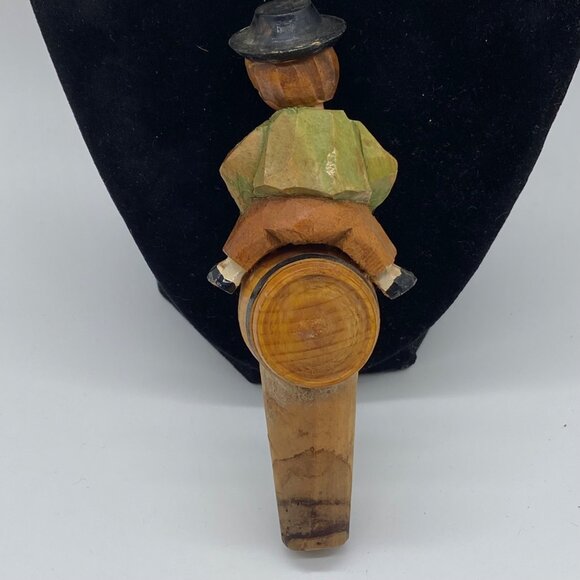 Vintage ANRI Bobble Head Boy on Barrel Cork Wine Bottle Stopper Handcarved Italy - Picture 2 of 11